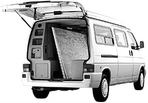 Rear view of camper.